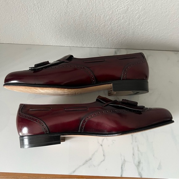 Salvatore Ferragamo Mens Lucas Kiltie Tassel Loafers Size 11 Oxblood Leather - Picture 5 of 9